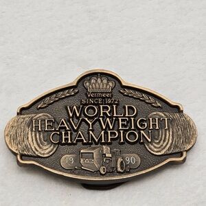 Vermeer World Heavyweight Champion 1990 Brass Belt Buckle Farm Equipment